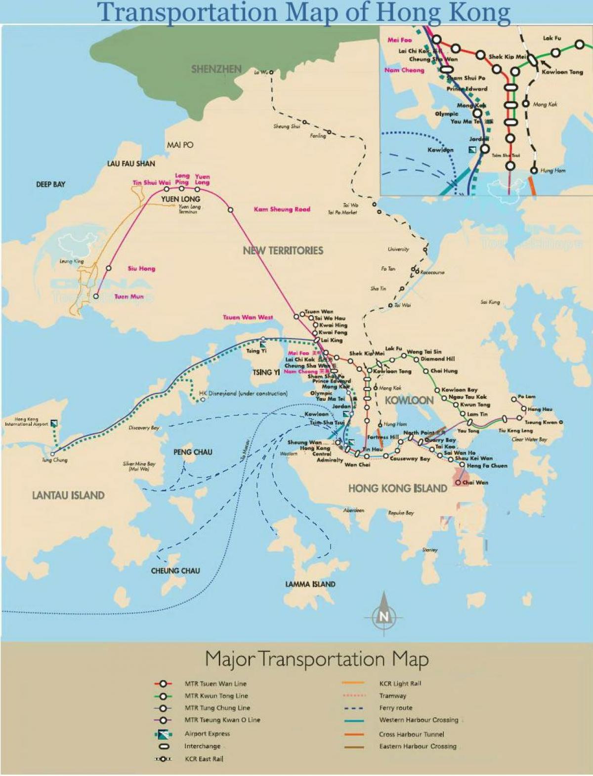 Hong Kong rute de feribot hartă