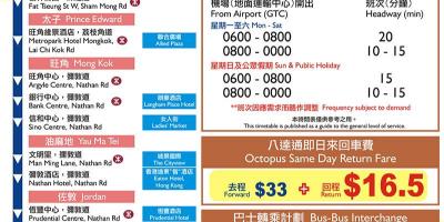 Hong Kong a21 harta rutelor de autobuz