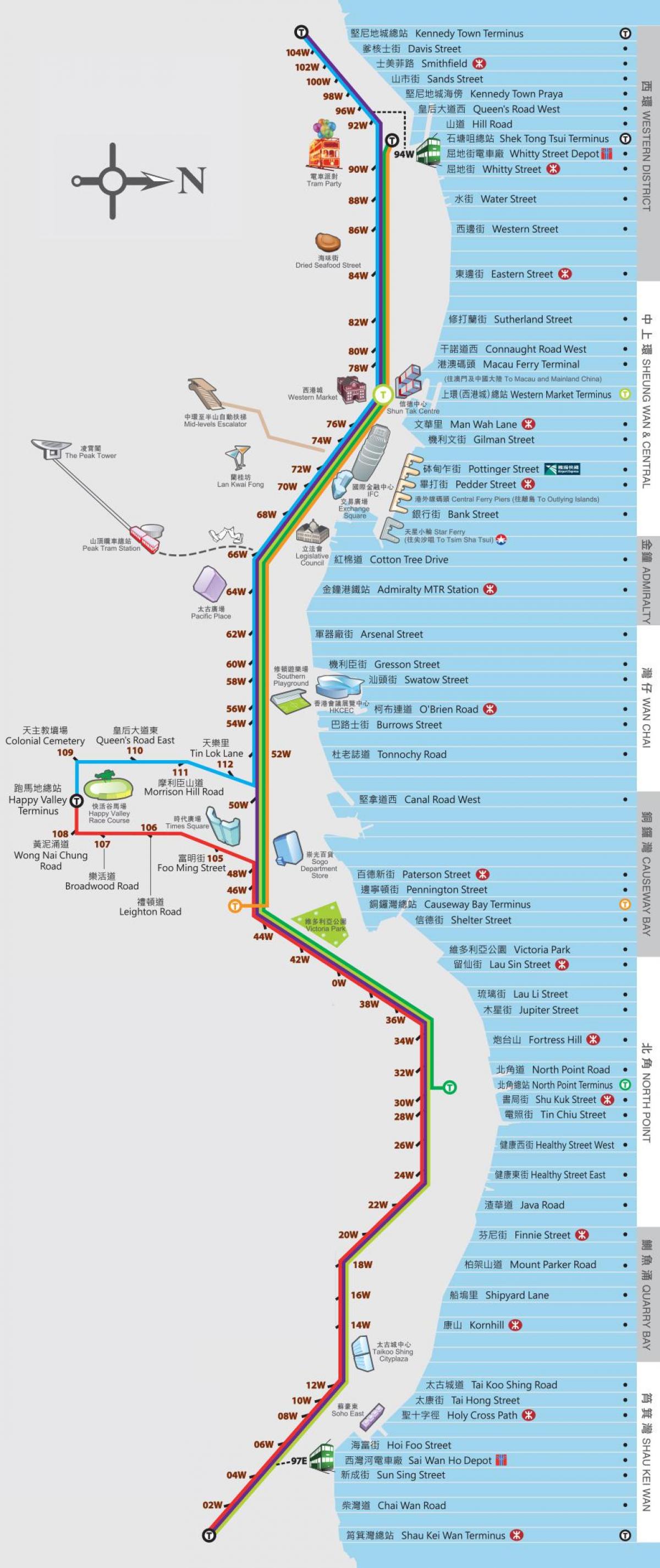 Hong Kong ding ding tramvai hartă