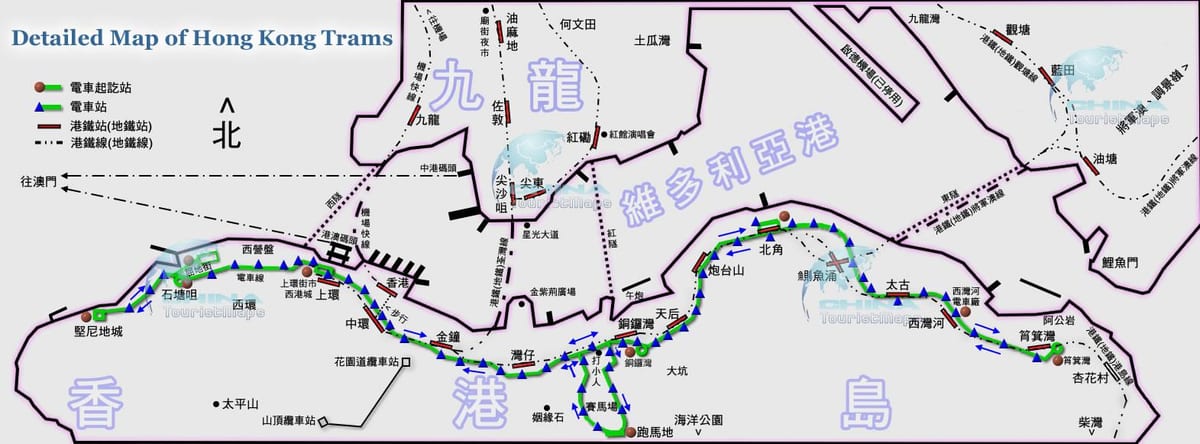 tramvai Hong Kong arată hartă