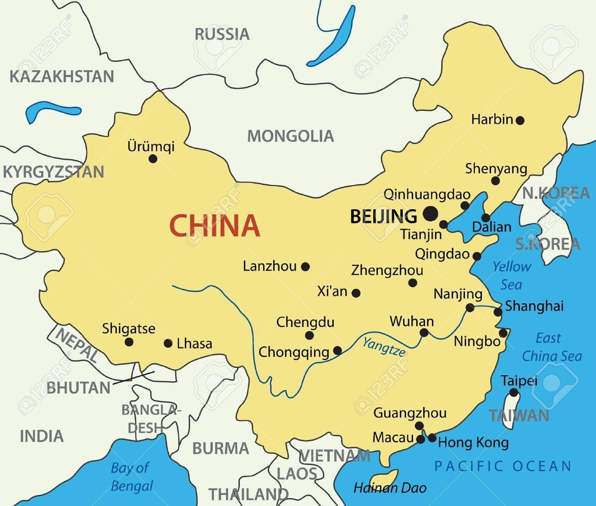 harta Taiwan și Hong Kong
