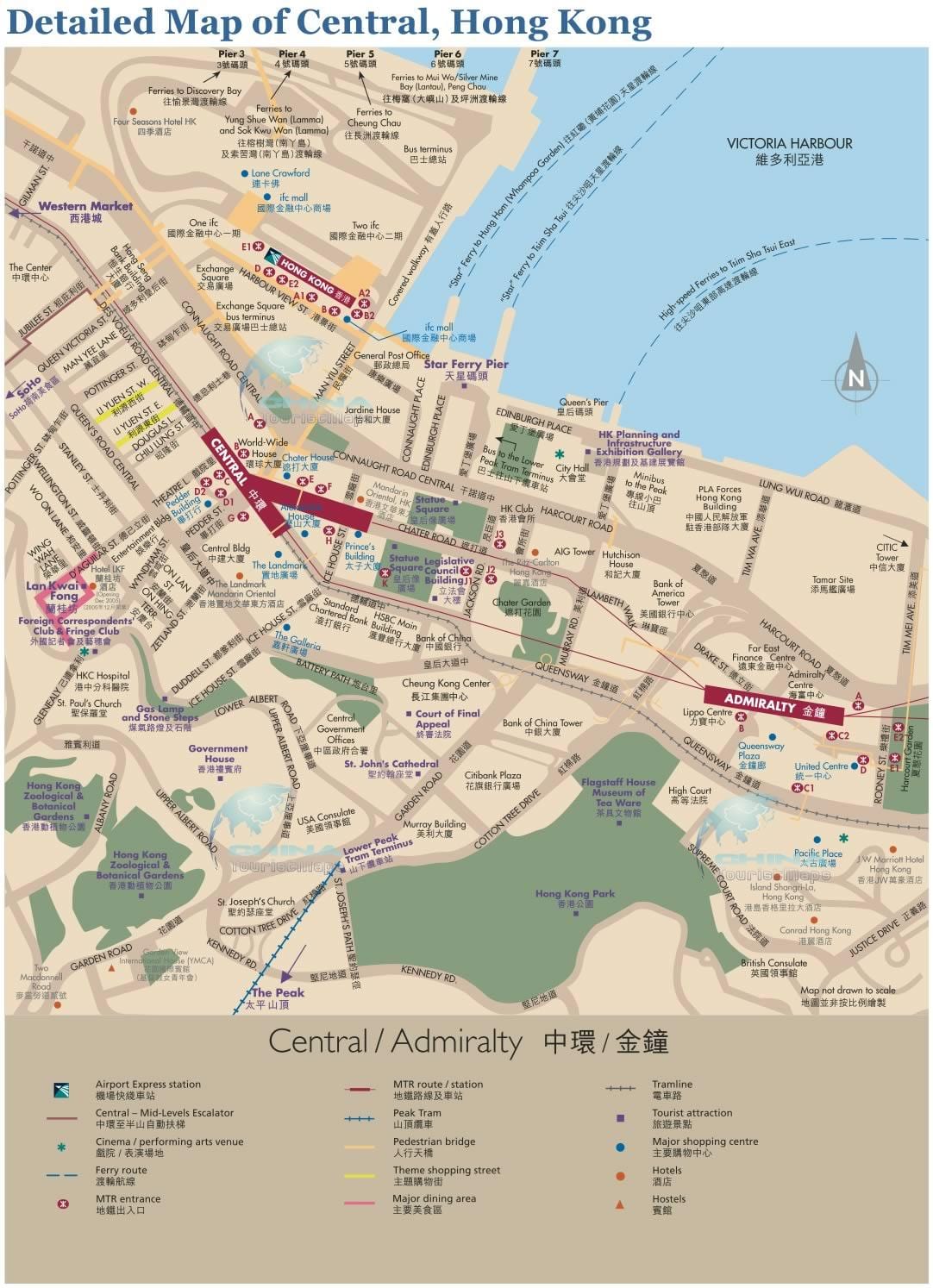 Hong Kong central hartă