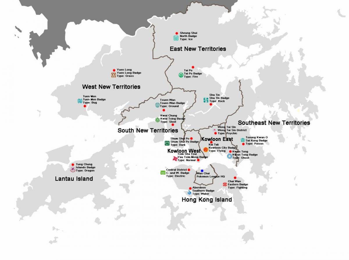 harta Hong Kong raioane