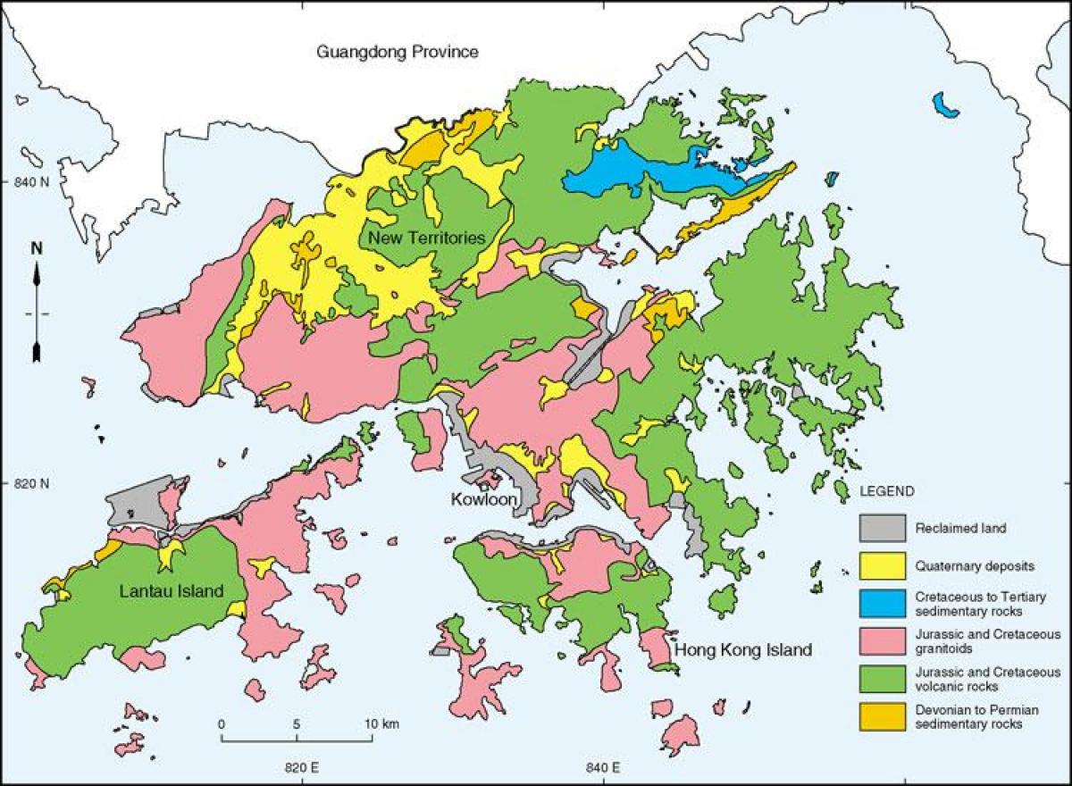 harta geologică din Hong Kong