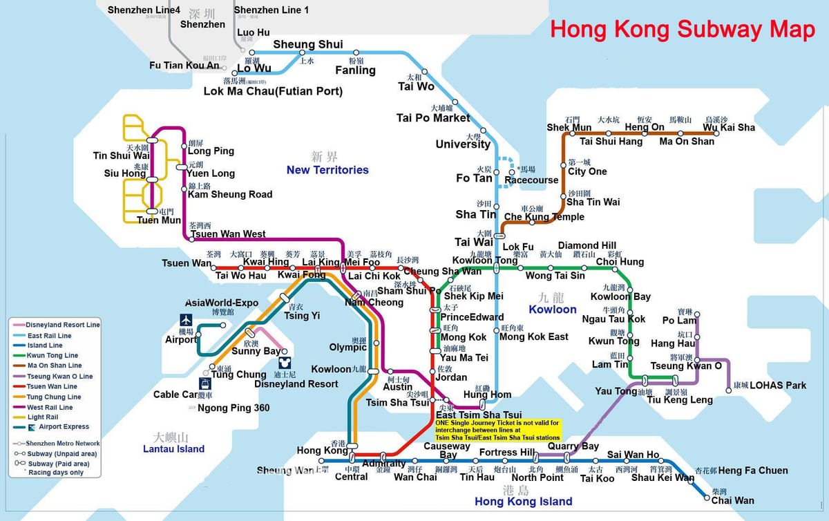 harta metrou din Hong Kong