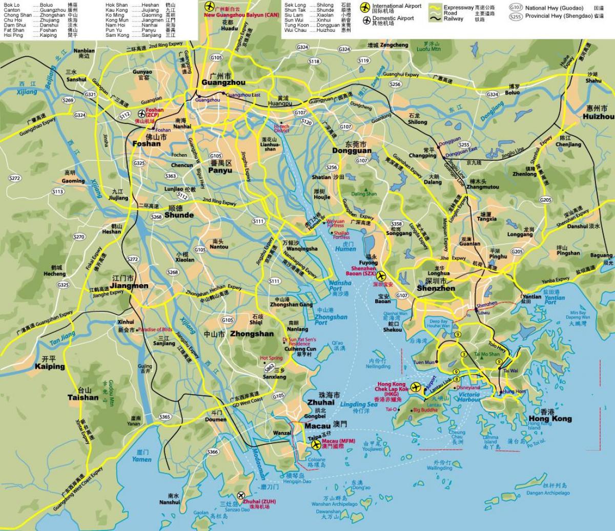 rutiere hartă din Hong Kong