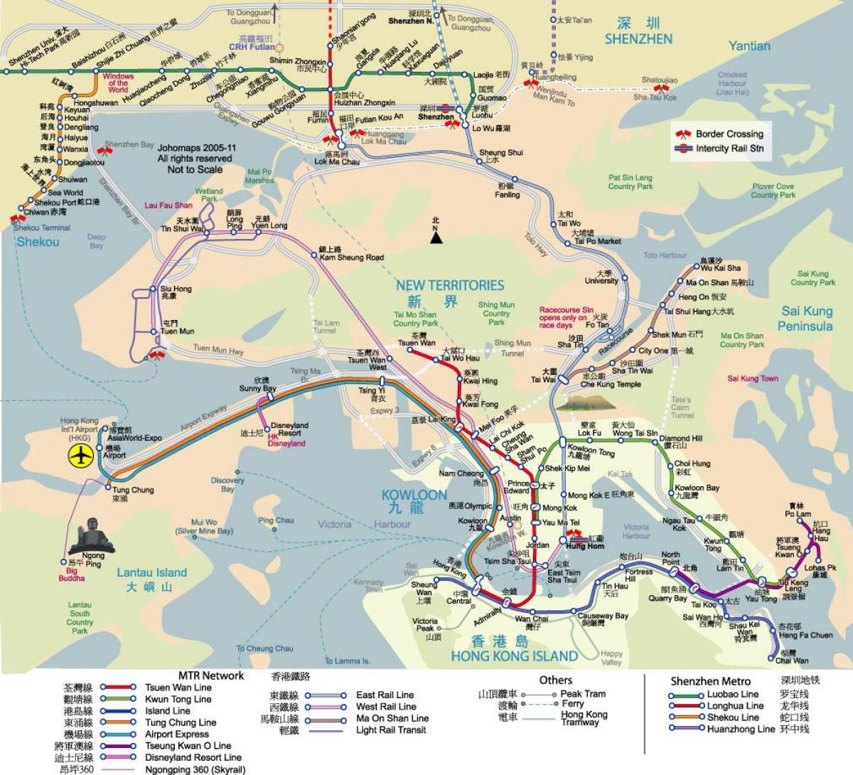 harta Hong Kong tranzit