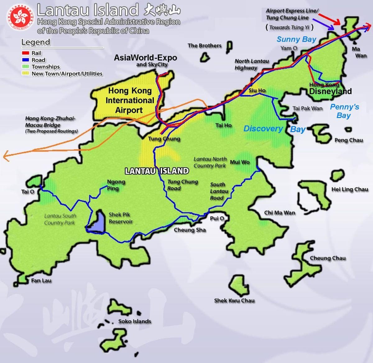 Insula Lantau, Hong Kong arată hartă