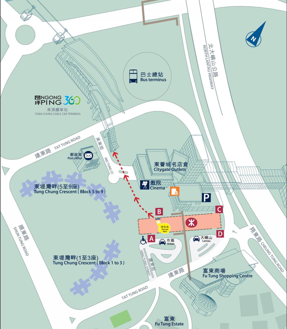 Tung Chung linie de METROU hartă