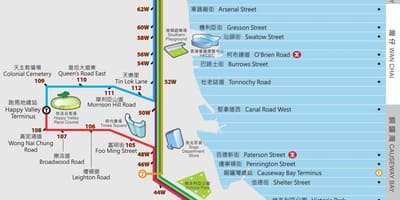 Hong Kong ding ding tramvai hartă