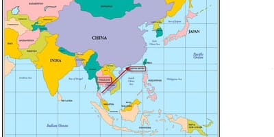 Hong Kong în harta din asia