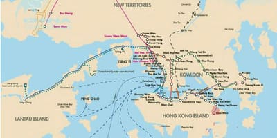 Hong Kong rute de feribot hartă